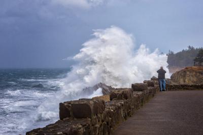 Big wave hitting the Oregon Coast