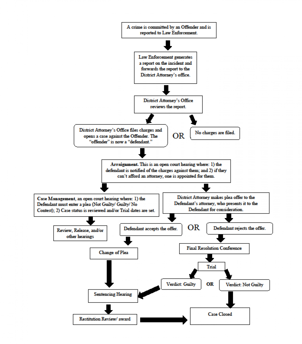 Flow chart of criminal justice processes